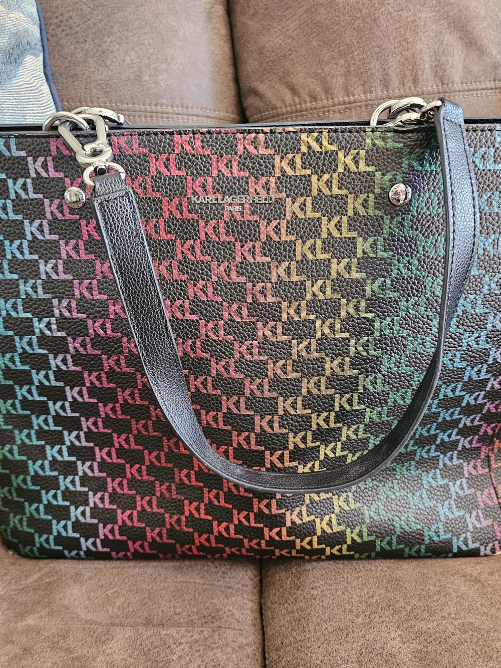 Karl Lagerfeld Black Tote with Multicolor KL Monogram